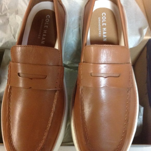 Cole Haan Men's GrandPro TopSpin Tan Leather Penny Loafers 11M - New in Box - Picture 1 of 14
